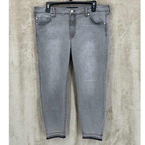 Liverpool Jeans Womens 16 Gray Avery Skinny Crop Stretch Grunge‎ Concert Rock - Picture 1 of 9